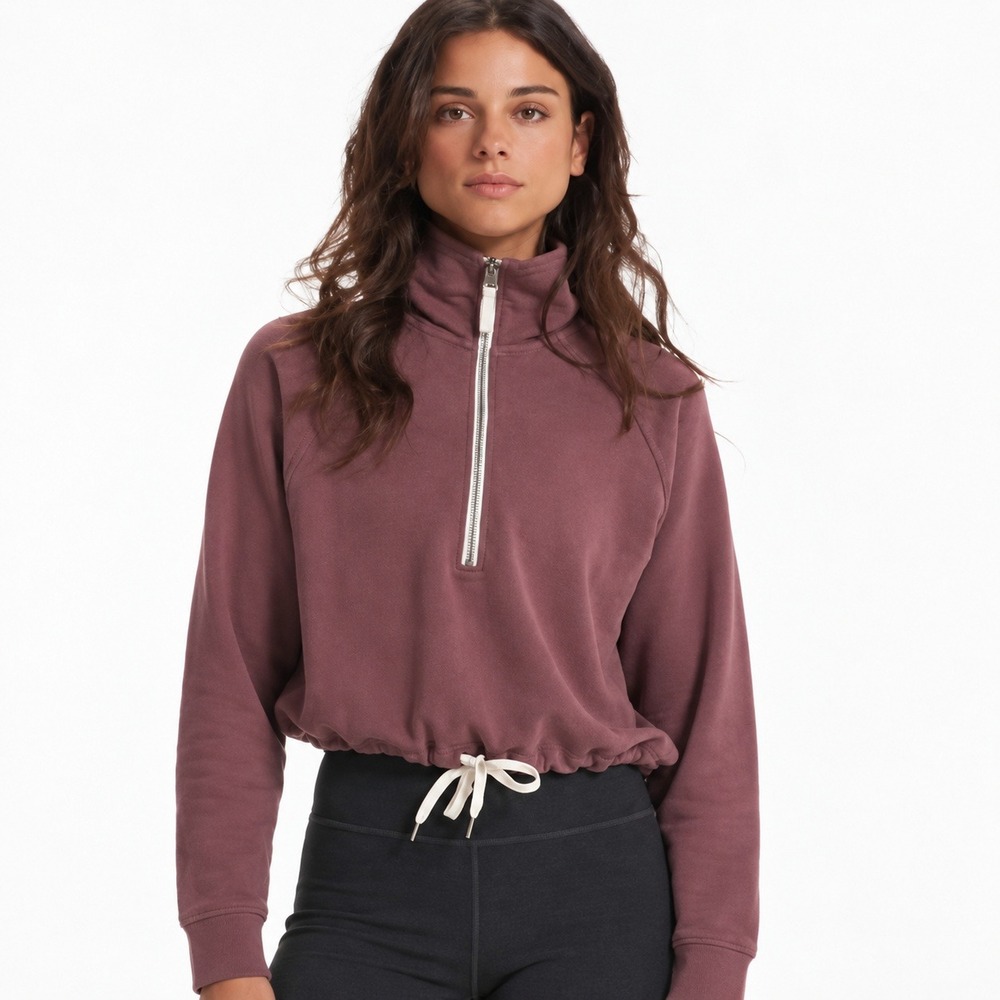 Vuori Burgundy Sedona Half Quarter Zip Pullover Chestnut Drawstring Size Medium